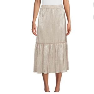 Metallic Plisse Midi Skirt-Size Small